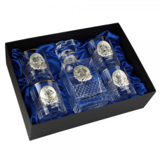 Набор стаканов с графином "Казаки" платина, золото Набор стаканов с графином "Казаки" платина, золото