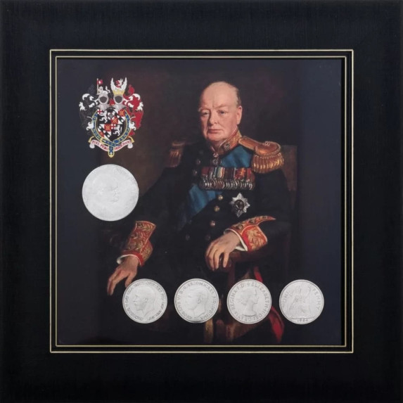 Коллаж "Уинстон Черчилль" с монетами