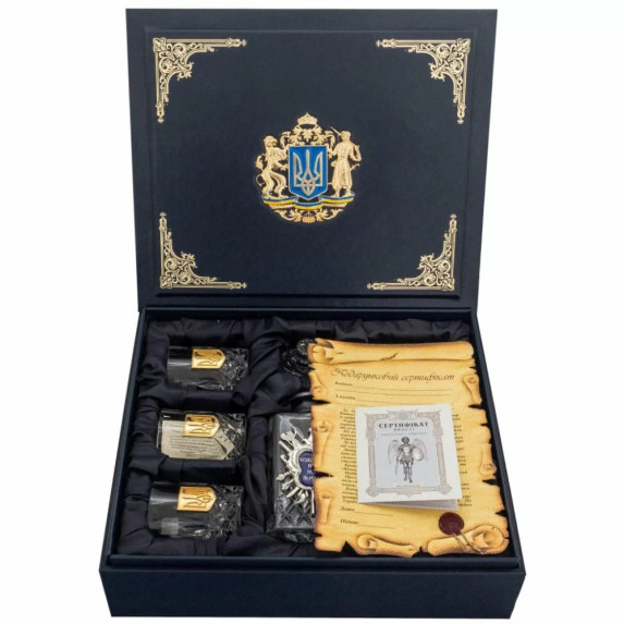 Набор стаканов с графином "Казацкому роду нет перевода" в позолоте