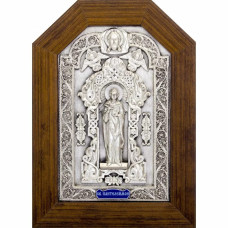 Икона "Святой Пантелеймон" серебряная именная