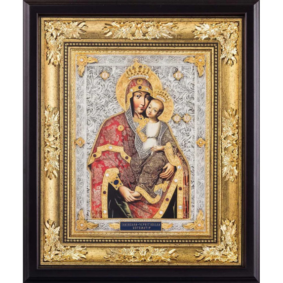 Икона "Богородица Черниговская (Ильинская)" в позолоте