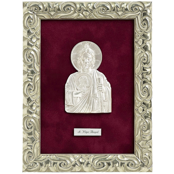 Икона "Юда Тадей" посеребренная керамическая