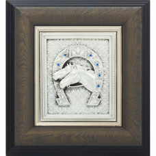 Панно "Подкова с лошадьми" посеребренное