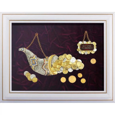 Коллаж "Рог изобилия" с позолотой в белой раме Коллаж "Рог изобилия" с позолотой в белой раме