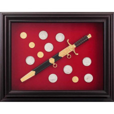 Коллаж «Кортик и корабли» с монетами