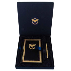 Ежедневник кожаный "Военная разведка Украины" с ручкой в подарочном футляре Ежедневник кожаный "Военная разведка Украины" с ручкой в подарочном футляре