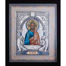 Икона "Святой апостол Петр" посеребренная