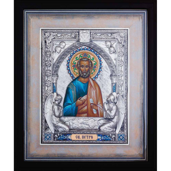 Икона "Святой апостол Петр" посеребренная