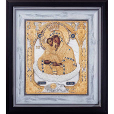Икона "Святая Богородица Почаевская" в позолоте с камнями