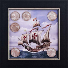 Коллаж "500 лет открытия Америки" с монетами