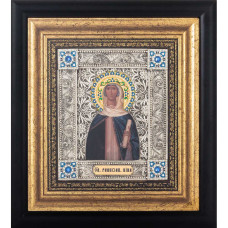 Икона "Святая равноапостольная Нина" посеребренная с камнями Икона "Святая равноапостольная Нина" посеребренная с камнями