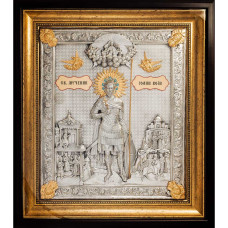 Икона "Святой мученик Иоанн Воин" посеребренная в позолоте