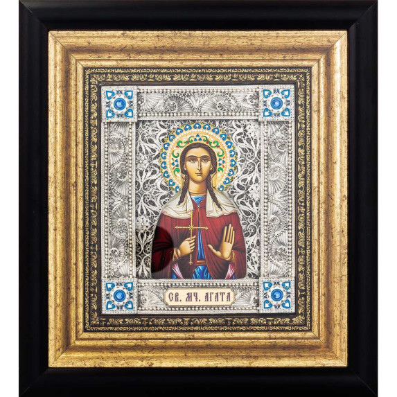 Икона Святая мученица Агата посеребренная