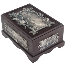 Шкатулка Охотника подарочная посеребренная