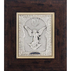 Икона Святой Ангел Хранитель посеребренная в багете