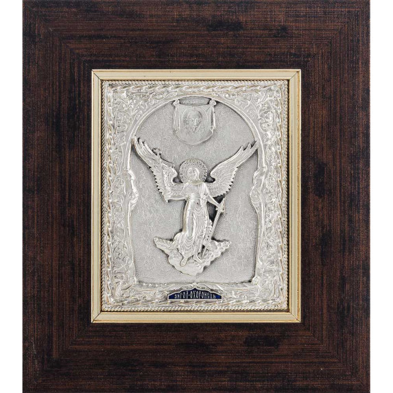 Ікона Святий Янгол Охоронець посріблена в багеті
