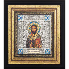 Икона Святой Лукиан Бельгийский посеребренная