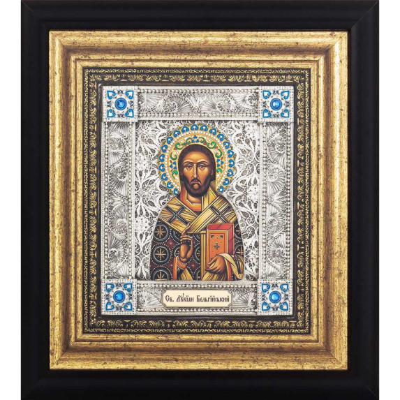 Икона Святой Лукиан Бельгийский посеребренная