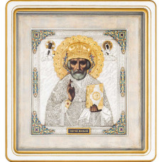 Икона "Николай Чудотворец" с ювелирной отделкой Икона "Николай Чудотворец" с ювелирной отделкой