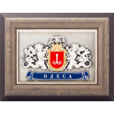 Плакетка "Герб Одессы с тритонами" посеребренная