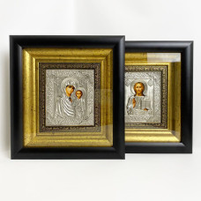 Серебряная венчальная пара "Иисус Христос и Богородица"