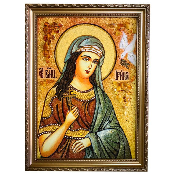 Икона из янтаря "Святая великомученица Ирина" 15x20