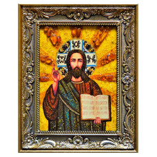 Икона из янтаря "Господь Вседержитель" 15x20
