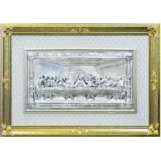 Серебреная икона "Тайная вечеря" 94х66 см