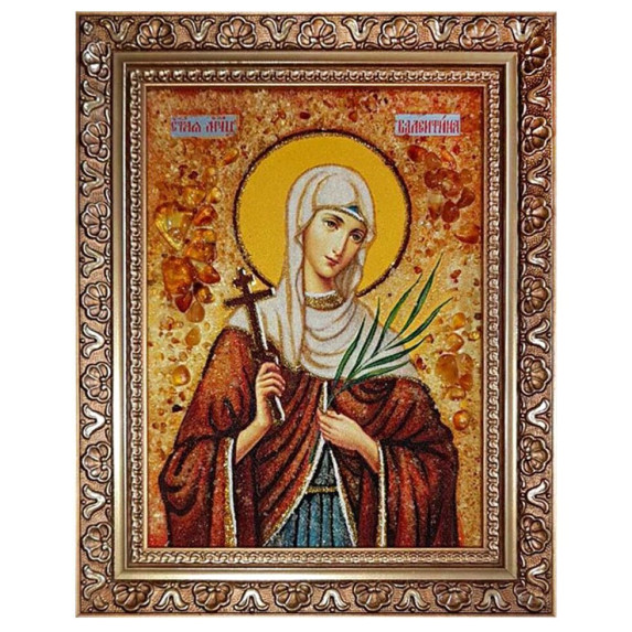 Икона из янтаря "Святая мученица Валентина" 80x120