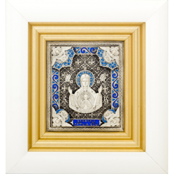 Икона "Пресвятая Богородица Знамение" в белой раме