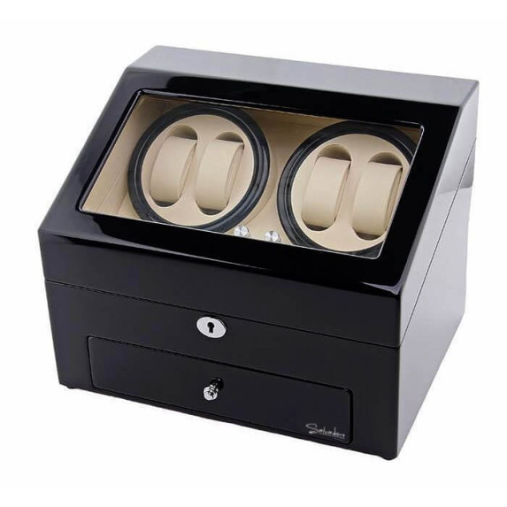 Шкатулка для часов Salvadore 066/BW/F 2x4 с подзаводом