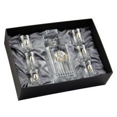 Набор водочный "LEON", графин со львом, 6 рюмок с овалами, платина, серебро, золото Набор водочный "LEON", графин со львом, 6 рюмок с овалами, платина, серебро, золото