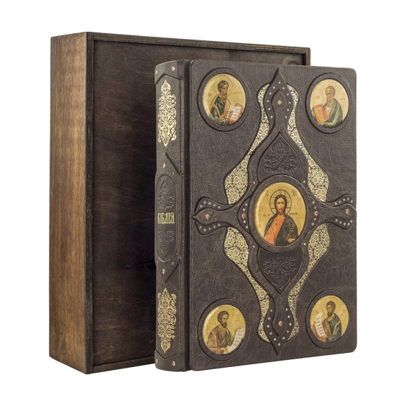 Библия с иконами коричневая