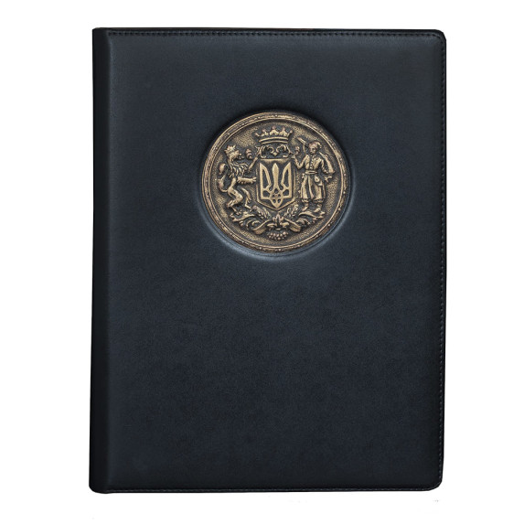 Кожаный еженедельник А4 "Большой Герб Украины"