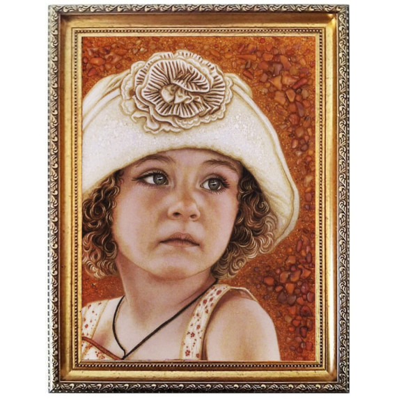 Портрет детский из янтаря под заказ 30x40
