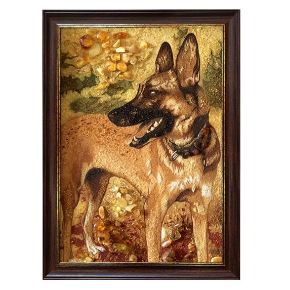 Портрет собаки из янтаря под заказ 60x80