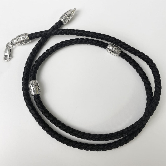 Ювелирный шнурок с серебряными вставками 50 см