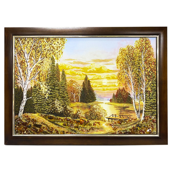 Картина из янтаря "Осенний пейзаж" 20x30