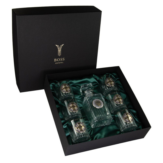 Набор стаканов для виски с графином "ГЕНШТАБ ВСУ" 7 предметов Boss Crystal
