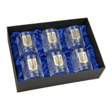 Набор стаканов для виски "Тризуб" Boss Crystal серебро, золото, хрусталь