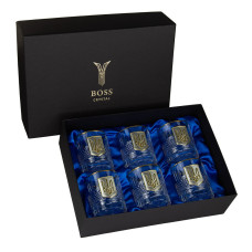 Набор стаканов "Тризуб" Boss Crystal серебро, золото, хрусталь