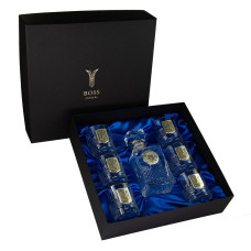 Набор для виски «Гербовый с трезубцем» 7 предметов Boss Crystal, графин, 5 стаканов, серебро, золото, хрусталь