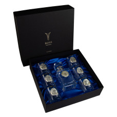 Набор стаканов для виски с графином "Гербовый с казаками" 7 предметов Boss Crystal серебро, золото, хрусталь