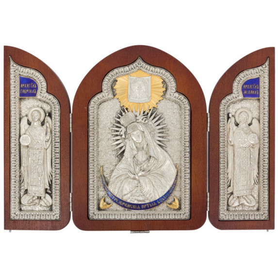 Серебряный складень "Богородица Остробрамская"