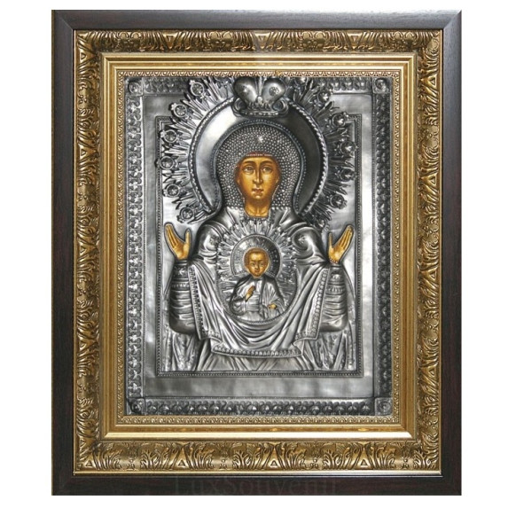Серебряная икона "Богородица Знамение"