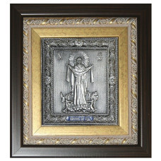 Серебряная икона "Покров Божией Матери"