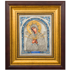 Серебряная икона "Образ Пресвятой Богородицы Семистрельная"