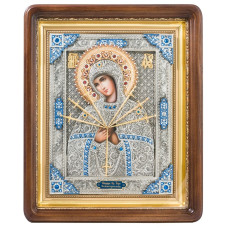 Серебряная икона "Пресвятая Богоматерь Семистрельная"