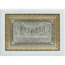 Серебряная икона "Тайная вечеря" 23х31см в белом багете