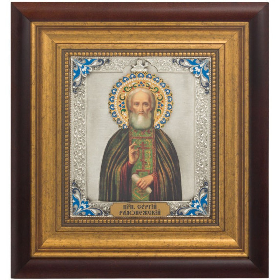 Серебряная икона "Святой преподобный Сергий Радонежский"